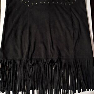 New Bootbarn Idyllwind fringe western skirt size large suede feel black